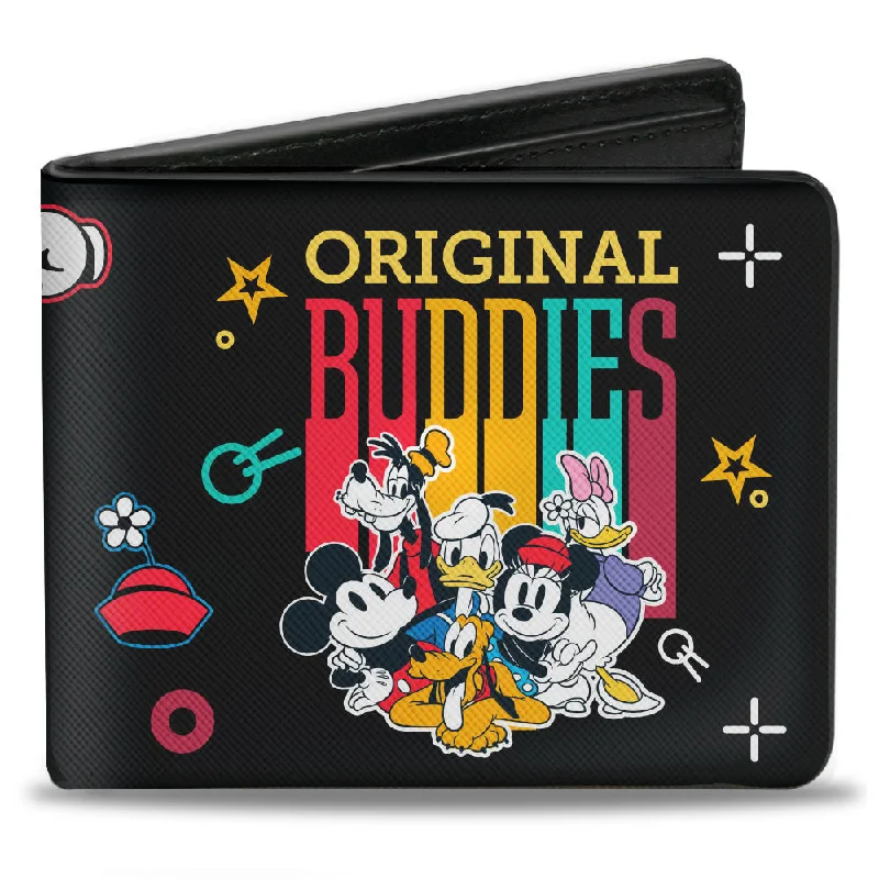 Money clips with magnetic closureBi-Fold Wallet - Sensational Six ORIGINAL BUDDIES Group Pose Icons Scattered Black Multi Color