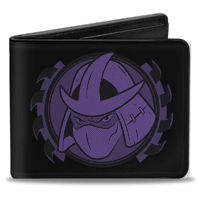 Money clips for women with sleek designsBi-Fold Wallet - Shredder Face + TEAM BAD GUYS Black Purple