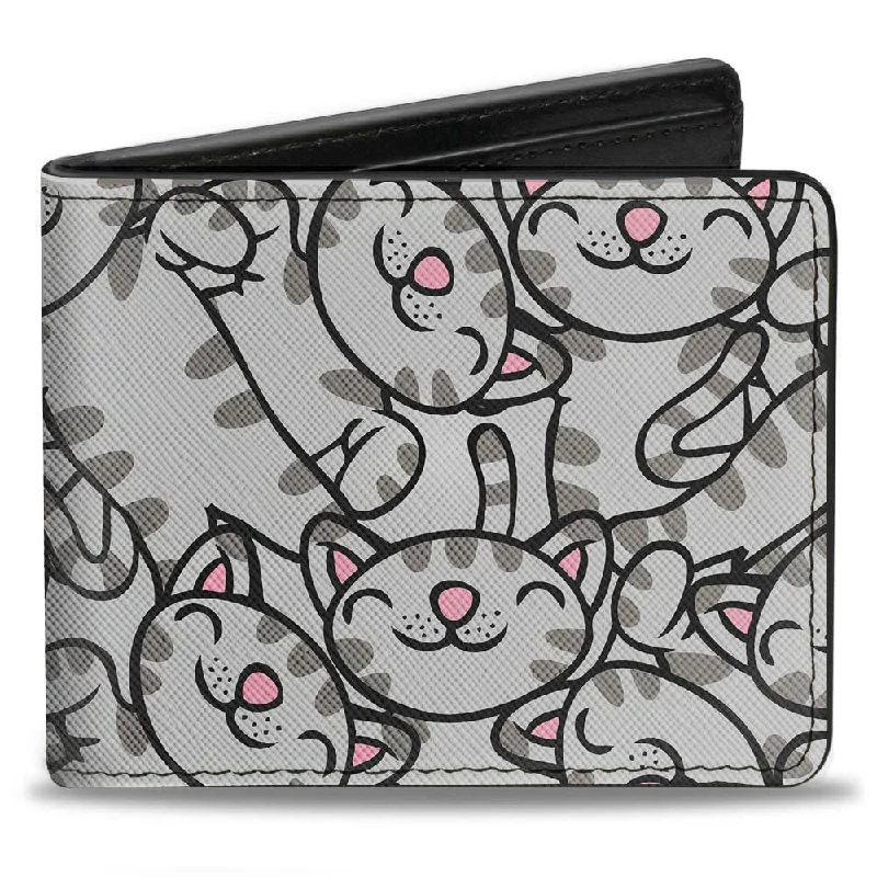 Money clips for holding large amounts of cashBi-Fold Wallet - Soft Kitty Poses Stacked