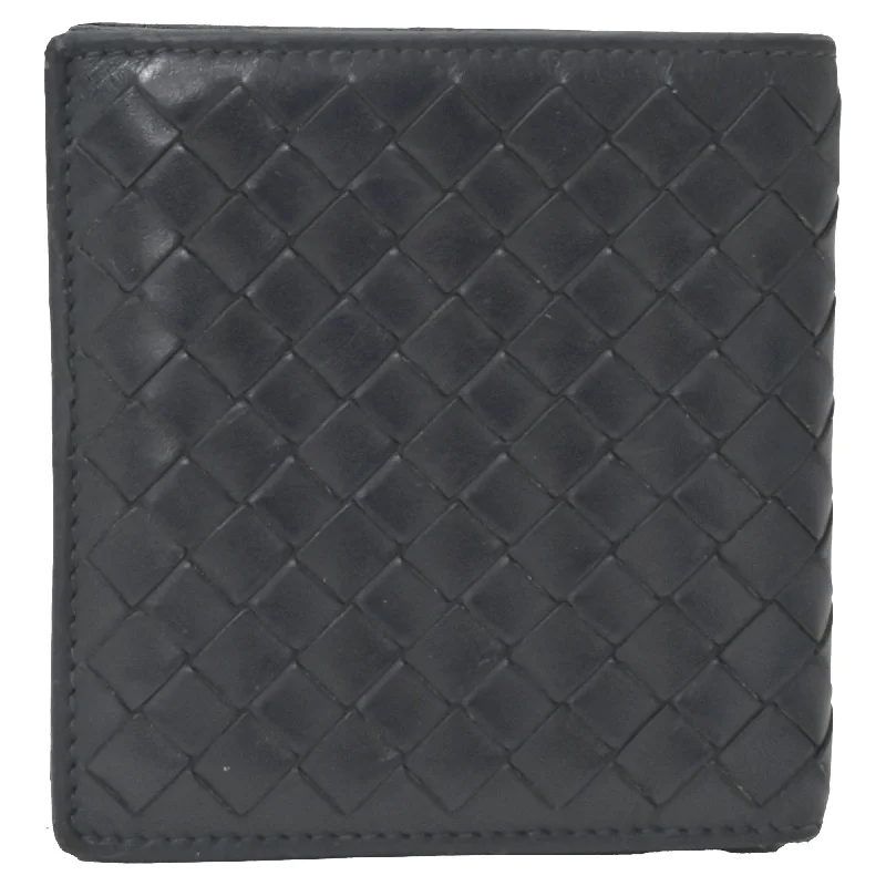 Bottega Veneta Bi-Fold Wallet in Black Intrecciato Leather