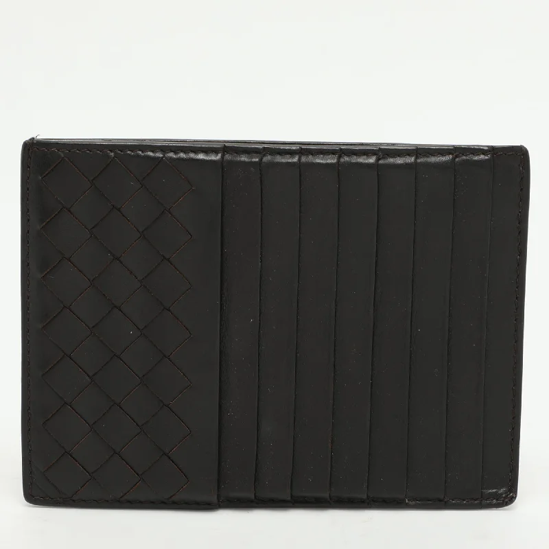 Eco-friendly money clips made from sustainable materialsBottega Veneta Brown Leather Intrecciato Card Holder