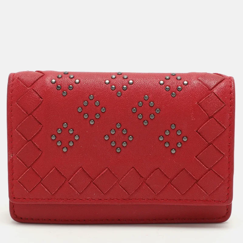 Stainless steel money clips for durabilityBottega Veneta Red Intrecciato Leather Embellished Coin Purse