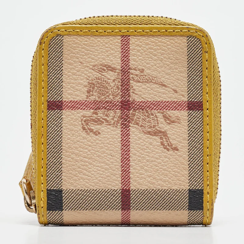 Luxury leather money clips with card slotsBurberry Beige/yellow Haymarket Check Pvc And Leather Coin Purse