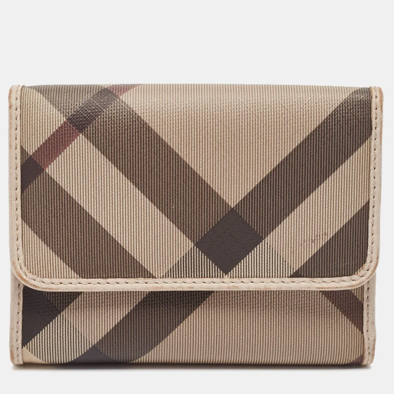 Money clips with built-in bottle openersBurberry Grey Smoked Check Pvc And Leather Trifold Wallet