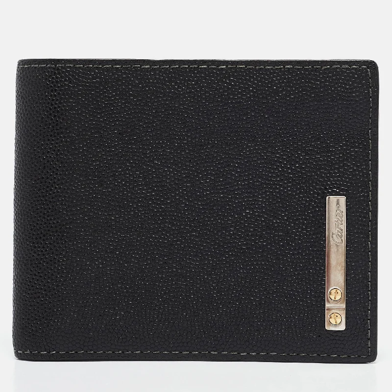 Elegant money clips for weddingsCartier Black Leather Santos De Cartier Bifold Wallet