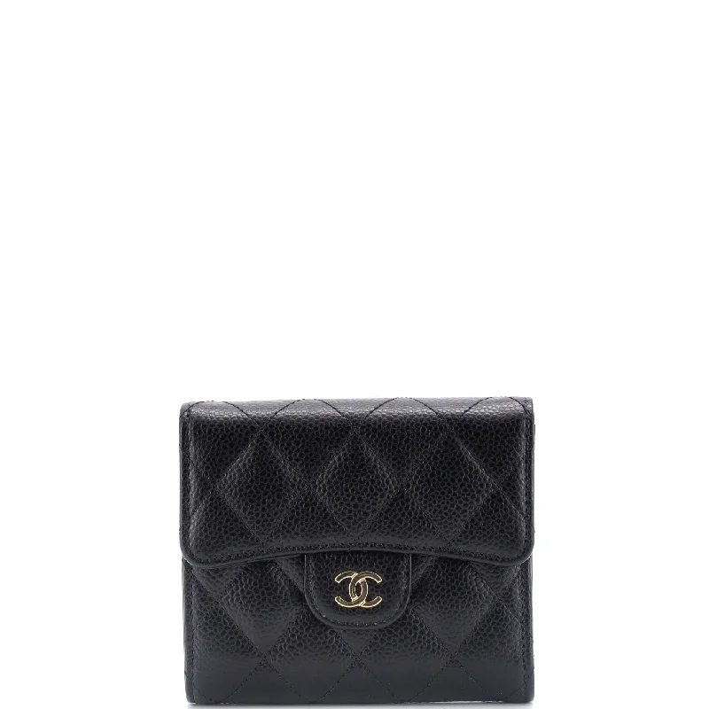 Money clips with magnetic closureCC Compact Classic Flap Wallet Chevron Caviar