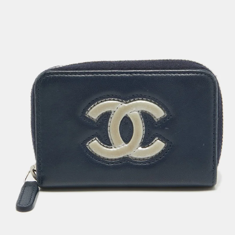 Custom money clips for corporate giftsChanel Blue/silver Leather Cc Zip Coin Purse