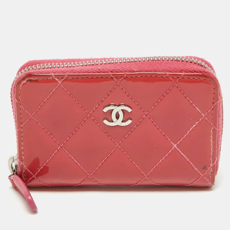 Money clips for holding large amounts of cashChanel Pink Quilted Patent Leather Cc Zip Coin Purse