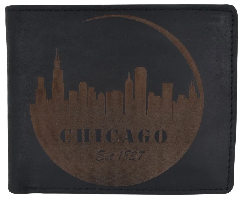 Money clips with RFID protectionChicago City Logo RFID Mens Leather Credit Card ID Bifold Wallet /53HTC Chicago