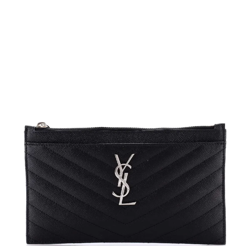 Slim money clips for minimalist walletsClassic Monogram Zip Bill Pouch Matelasse Chevron Leather Medium