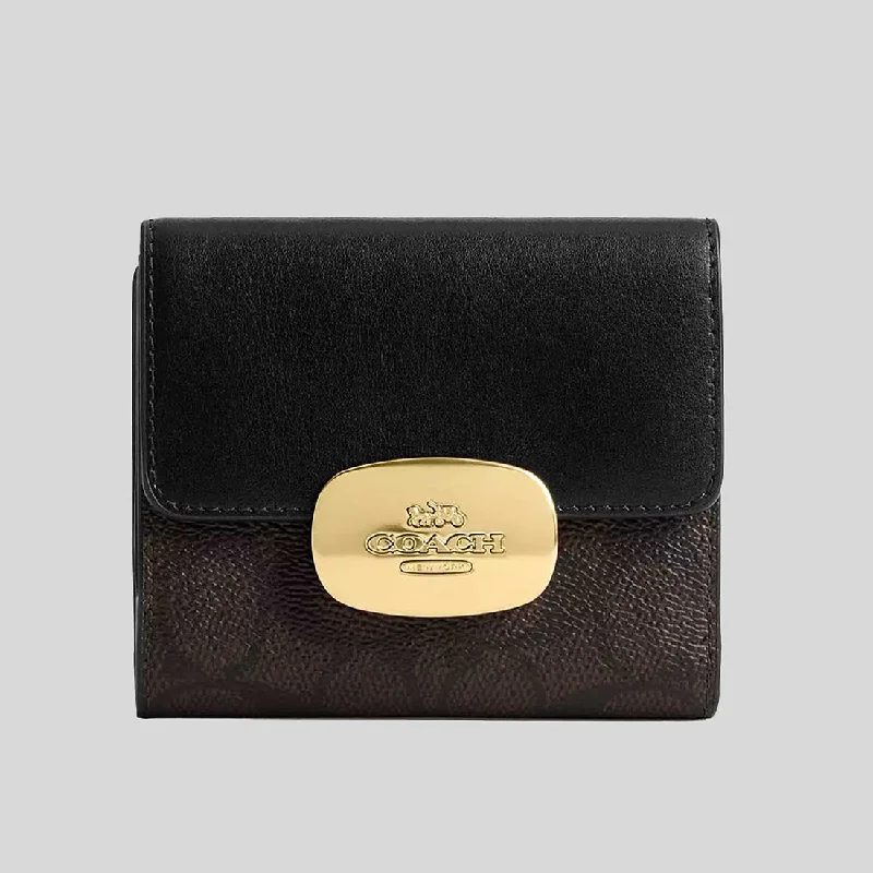 Stainless steel money clips for durabilityCOACH Eliza Small Wallet In Signature Canvas Walnut/Black CW801