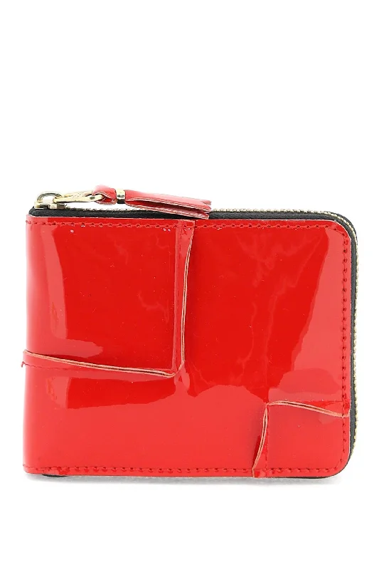 Luxury leather money clips with card slotsComme Des Garcons Wallet Men's Zip Around Patent Leather Wallet With Zipper