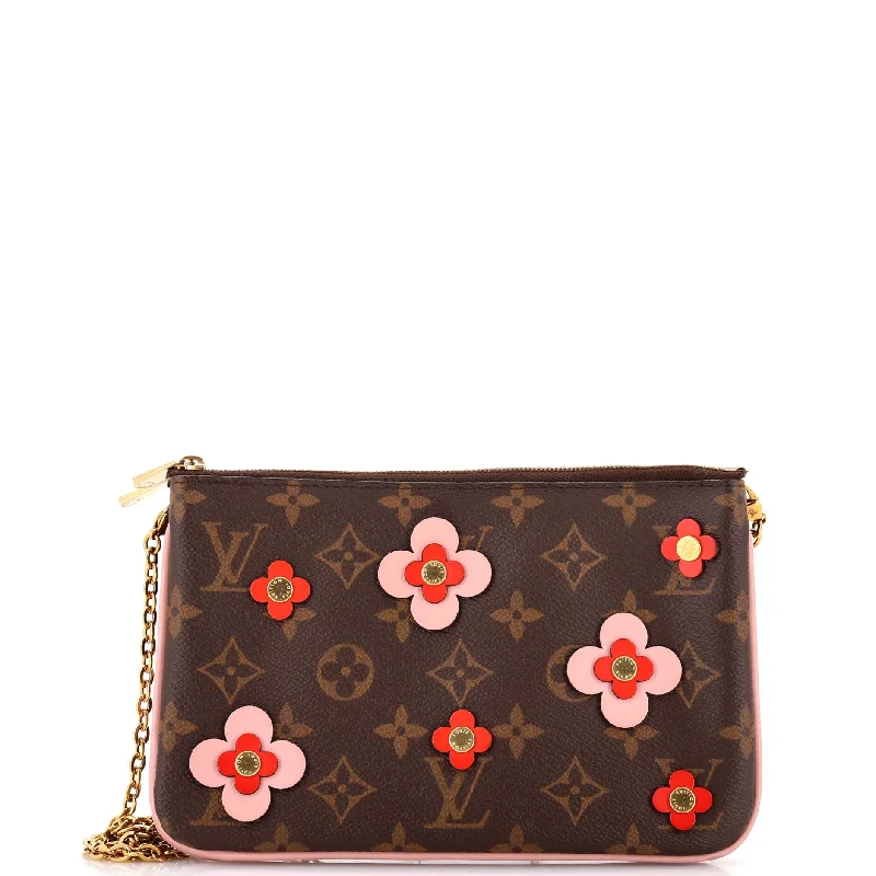 Personalized engraved money clips for menDouble Zip Pochette Limited Edition Blooming Flowers Monogram Canvas