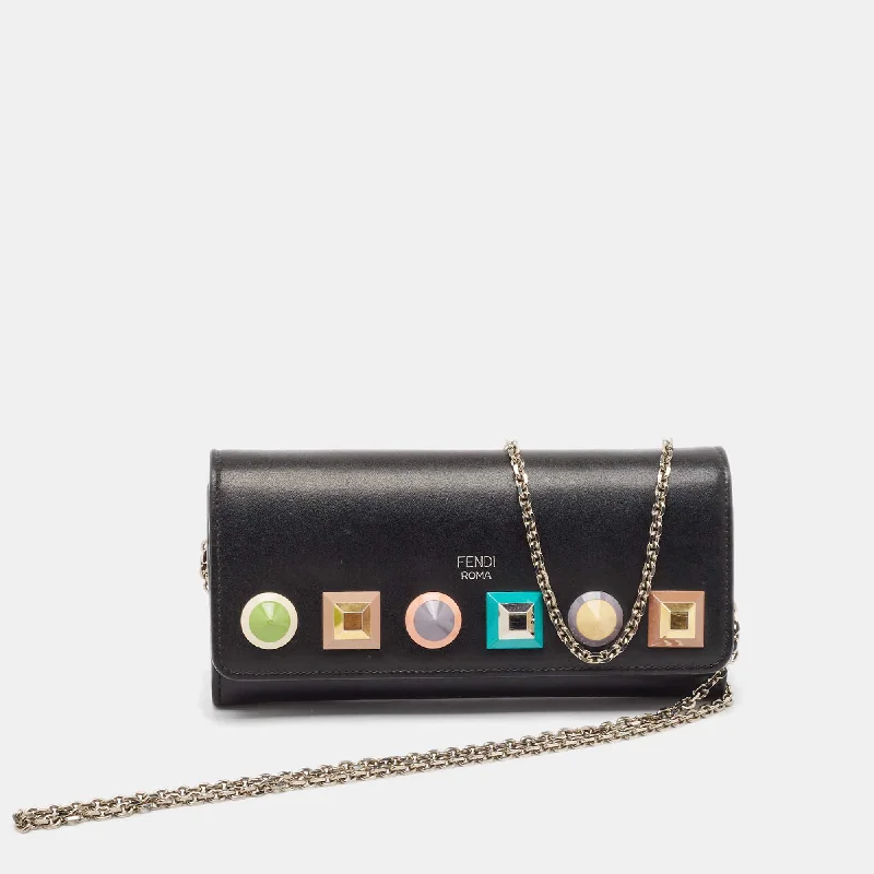Money clips for women with sleek designsFendi Black Leather Rainbow Stud Flap Wallet On Chain Money clips for women with sleek designsFendi Black Leather Rainbow Stud Flap Wallet On Chain