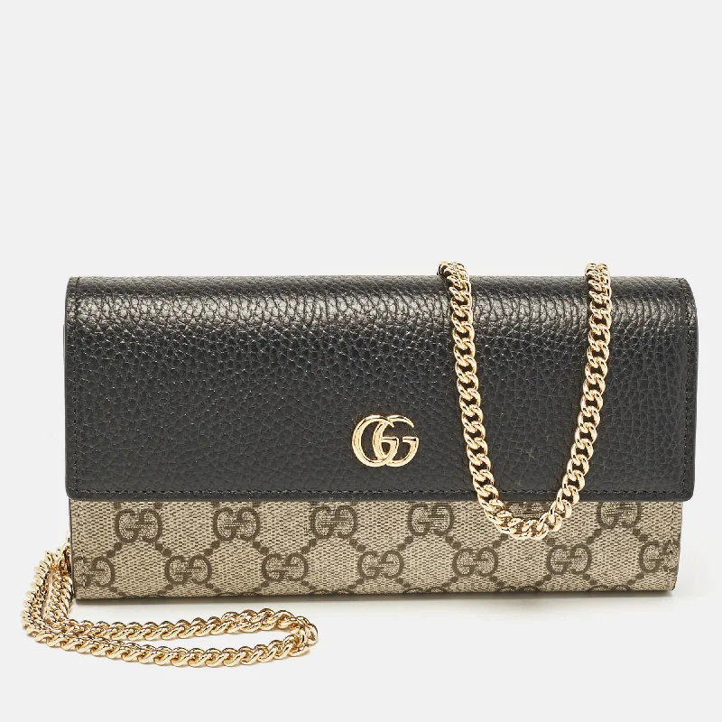 Money clips with built-in bottle openersGucci Beige/black Gg Supreme Canvas And Leather Wallet On Chain