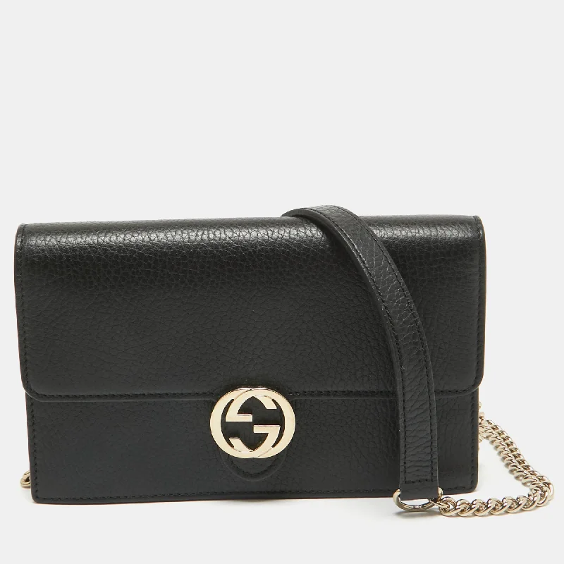 Money clips with RFID protectionGucci Black Leather Leather Interlocking G Wallet On Chain