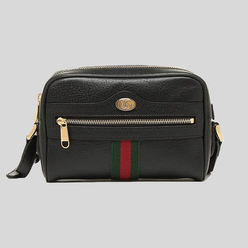 Money clips for women with sleek designsGUCCI Ophidia Calfskin Web Small Shoulder Bag Black 719885