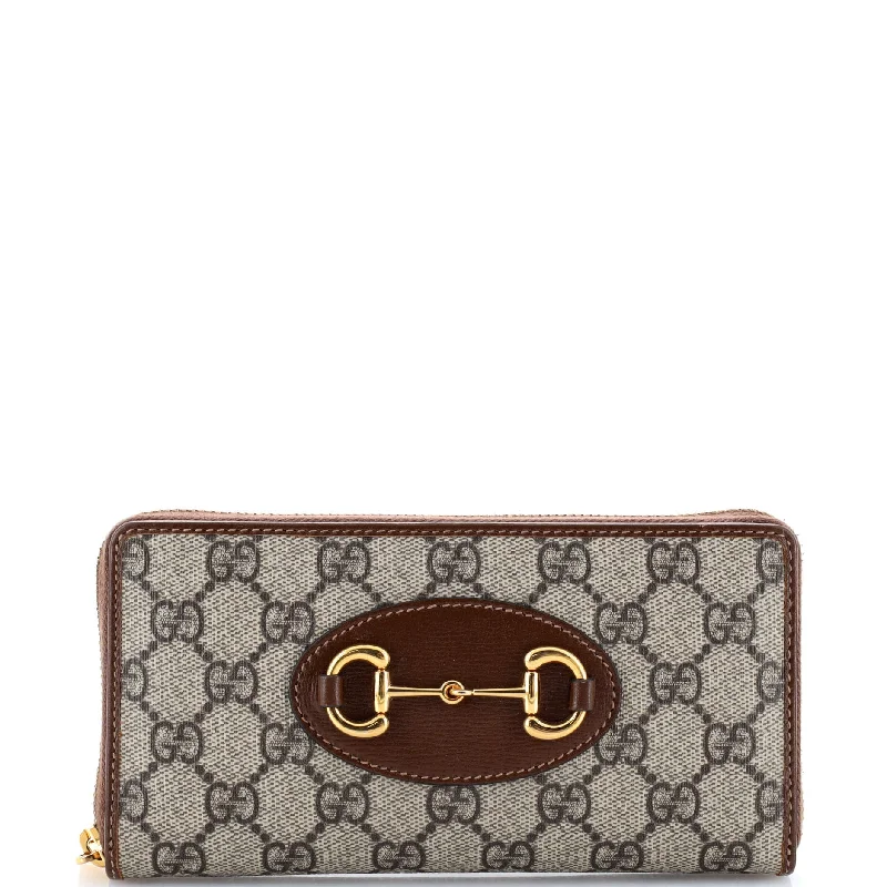 Luxury leather money clips with card slotsHorsebit 1955 Zip Around Wallet GG Coated Canvas Long