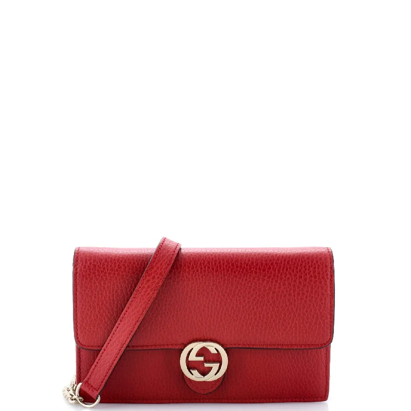 Money clips for women with sleek designsInterlocking Wallet on Chain Leather
