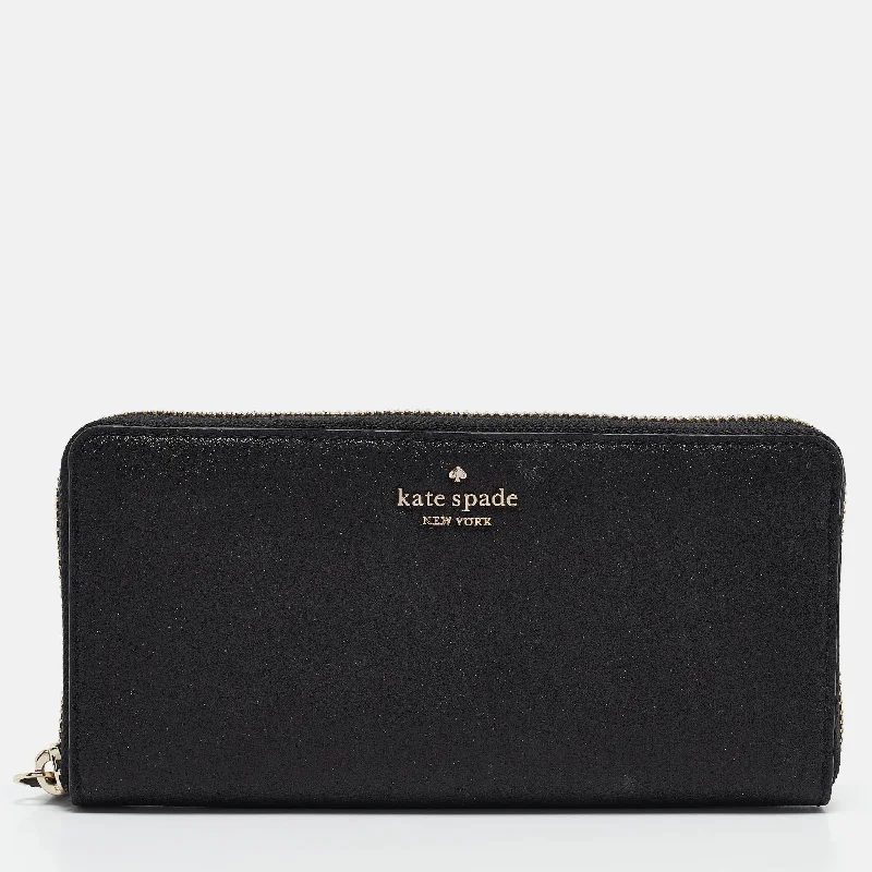 Money clips with built-in bottle openersKate Spade Black Glitter Leather New York Joeley Zip Continental Wallet