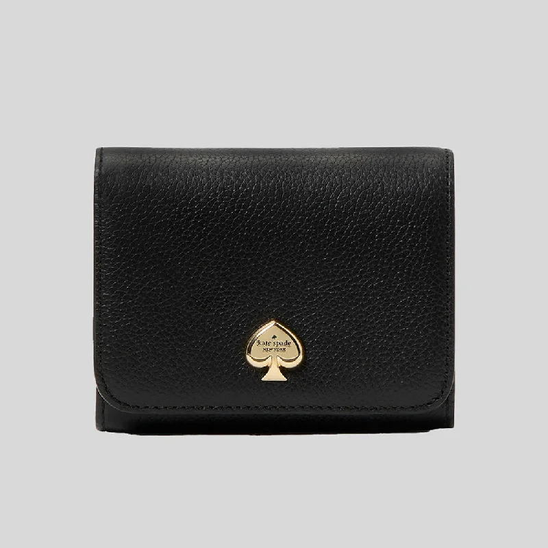 Luxury leather money clips with card slotsKATE SPADE Kayla Small L-zip Wallet Black KK056