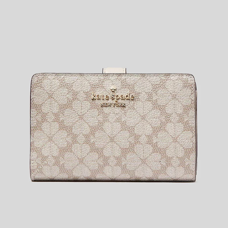 Personalized engraved money clips for menKATE SPADE Spade Flower PVC Medium Compact Bifold Wallet Dark Beige Multi KG488