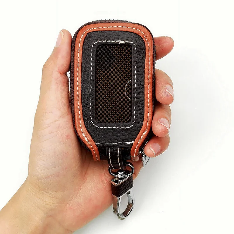 Custom money clips for corporate giftsKeyzone Unisex Mens Womens Premium Mesh Pattern Leather Car Key Holder Bag Keychain Case Wallet with Zipper Closure (KW03)