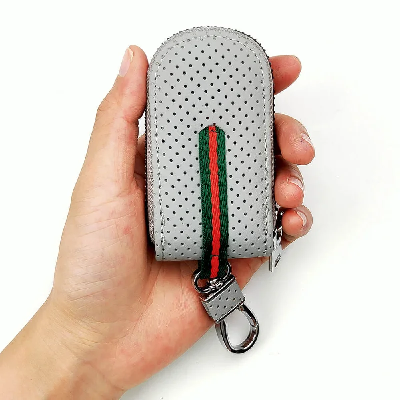 Stainless steel money clips for durabilityKeyzone Unisex Mens Womens Premium Port Pattern Leather Car Key Holder Bag Keychain Case Wallet with Zipper Closure (KW08)