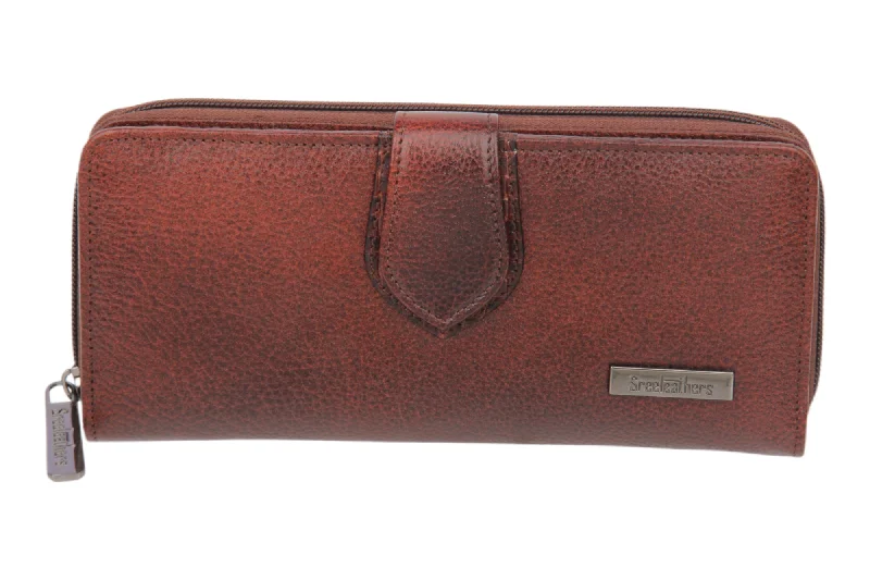 Money clips with magnetic closureLADIES PREMIUM LEATHER CLUTCH 54507 (BROWN)