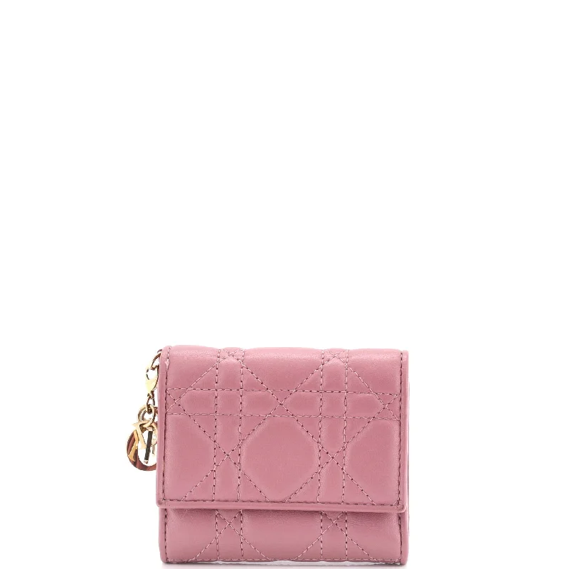 Stainless steel money clips for durabilityLady Dior Lotus Wallet Cannage Quilt Lambskin Compact