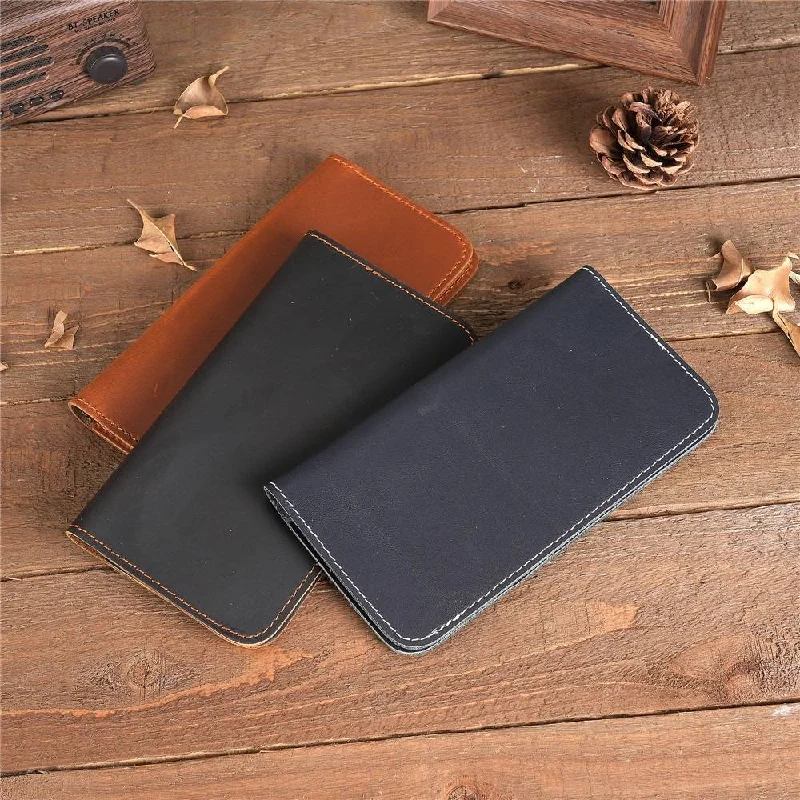 Slim money clips for minimalist walletsLeather Card Holder Long Travel Passports Wallet