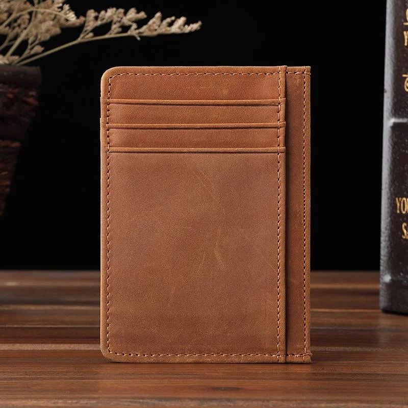 Lightweight money clips for travelLeather Credit Card Holder Minimalist Slim Wallet