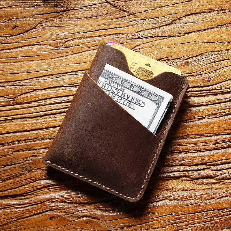 Lightweight money clips for travelLeather Minimalist Card Case Front Pocket Wallet