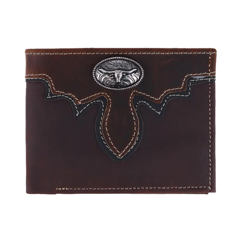 Money clips for women with sleek designsMen's Leather Longhorn Concho Bifold Wallet