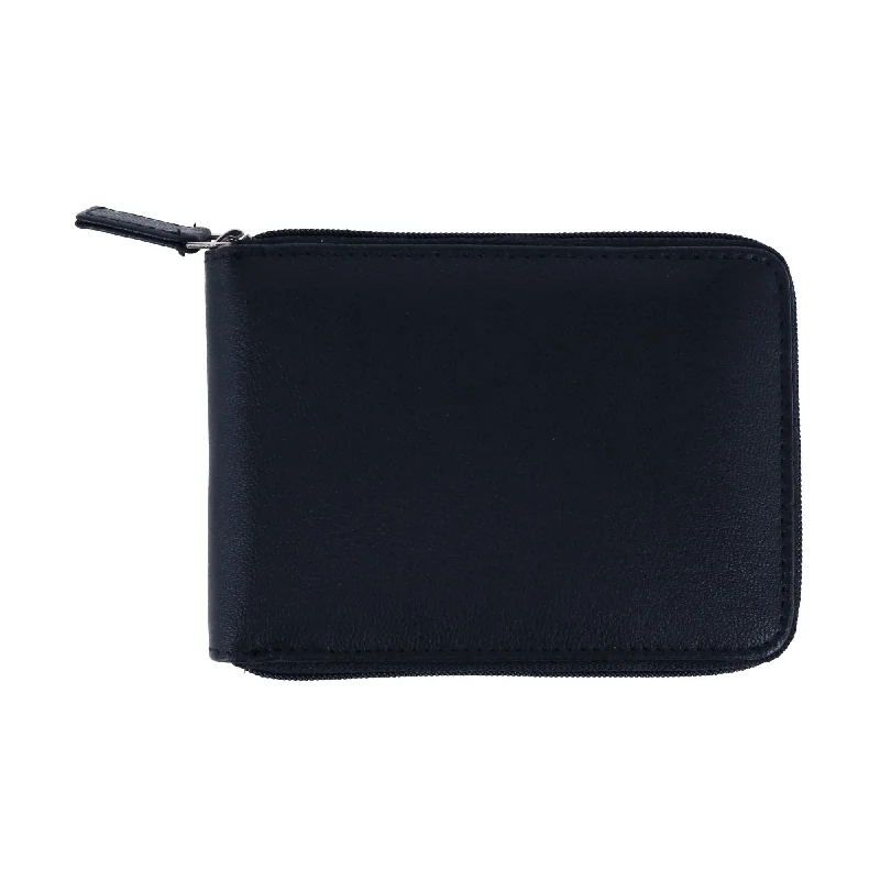 Money clips for holding large amounts of cashMen's RFID Nappa Leather Zip Around Billfold Wallet