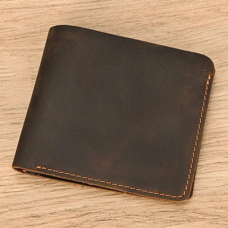 Luxury leather money clips with card slotsMinimalism Mens Bifold leather Wallets Zipper Coin Pocket