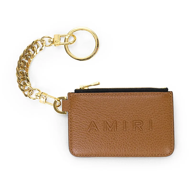 Money clips with built-in bottle openersPEBBLED W/ LOGO CHAIN BROWN WALLET