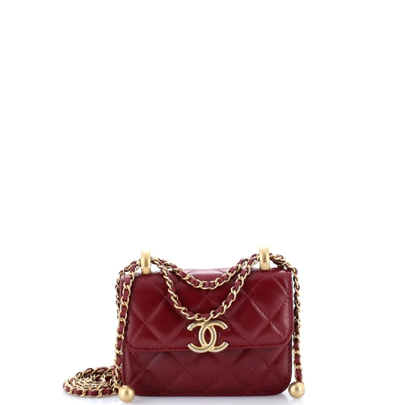 Luxury leather money clips with card slotsPerfect Fit Flap Coin Purse with Chain Quilted Calfskin