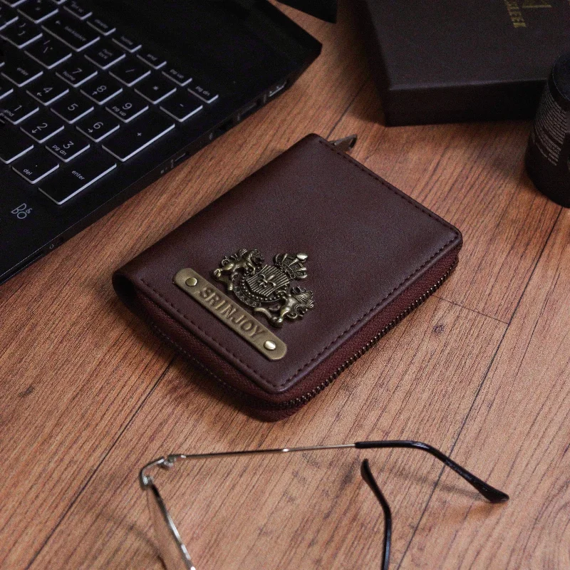Luxury leather money clips with card slotsRFID Unisex Zip wallet