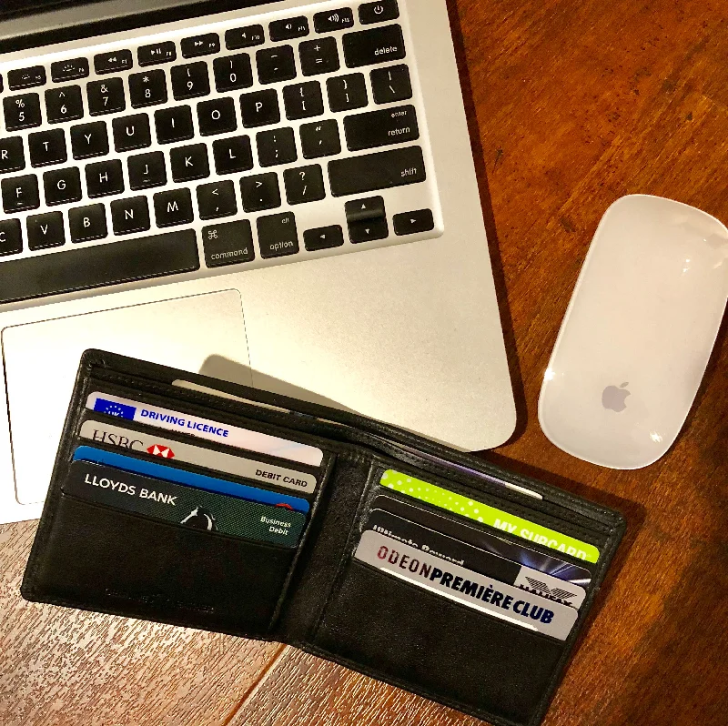Custom money clips for corporate giftsGenuine leather slim wallet #GW53 Black