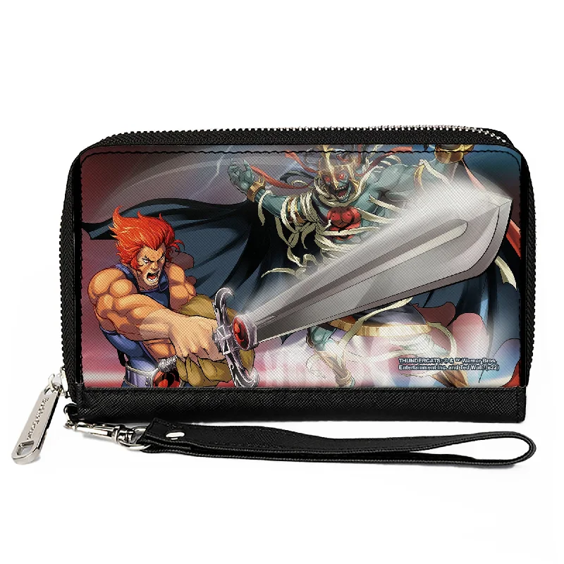 Money clips for holding large amounts of cashPU Zip Around Wallet Rectangle - ThunderCats Lion-O and Mumm-Ra Sword of Omens Pose