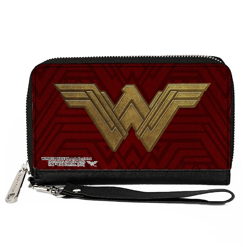 Eco-friendly money clips made from sustainable materialsPU Zip Around Wallet Rectangle - Wonder Woman 2017 Icon Burgundys/Golds Eco-friendly money clips made from sustainable materialsPU Zip Around Wallet Rectangle - Wonder Woman 2017 Icon Burgundys/Golds