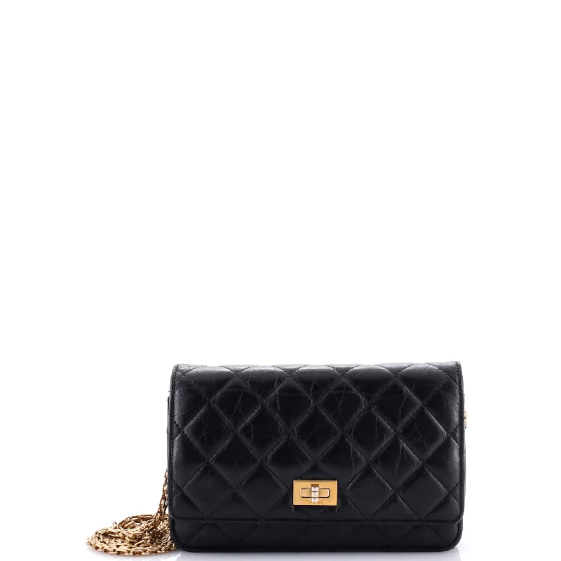 Luxury leather money clips with card slotsReissue 2.55 Wallet on Chain Quilted Aged Calfskin Small