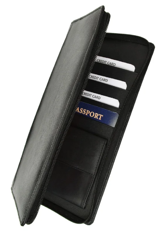 Elegant money clips for weddingsRFID Premium Leather Zipper Travel Credit Card Passport Wallet RFID P 663