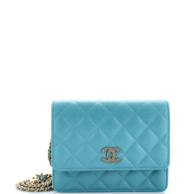 Money clips with RFID protectionRoller Skate and Star Charms Wallet on Chain Quilted Caviar with Crystals and Enamel Mini