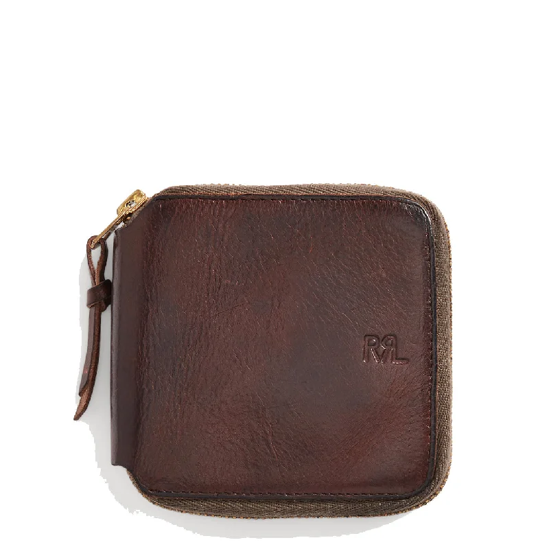 Stainless steel money clips for durabilityRRL by Ralph Lauren Leather Zip Wallet Dark Brown