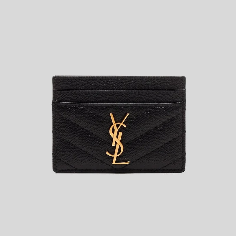 Money clips for holding large amounts of cashSAINT LAURENT YSL Cassandre Matelasse Card Case In Grain De Poudre Embossed Leather Black 423291