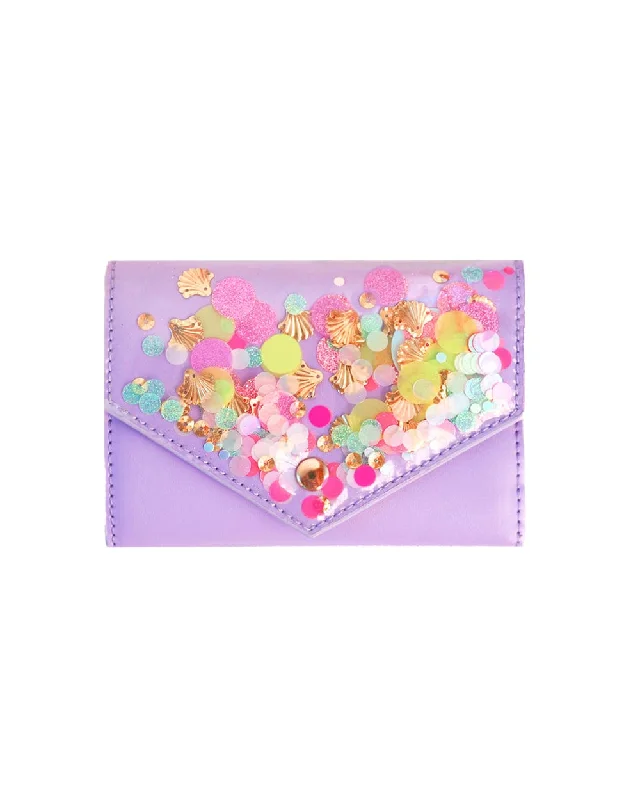 Luxury leather money clips with card slotsShell it Out Confetti Button Wallet