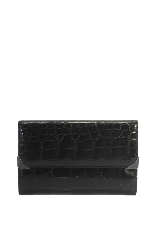 Top-rated money clips for everyday useTardini Genuine American Alligator Sterling Silver Embellished Wallet Black