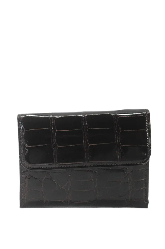 Best money clips for cash and cardsTardini Womens Genuine American Alligator Leather Pocketed Wallet Brown